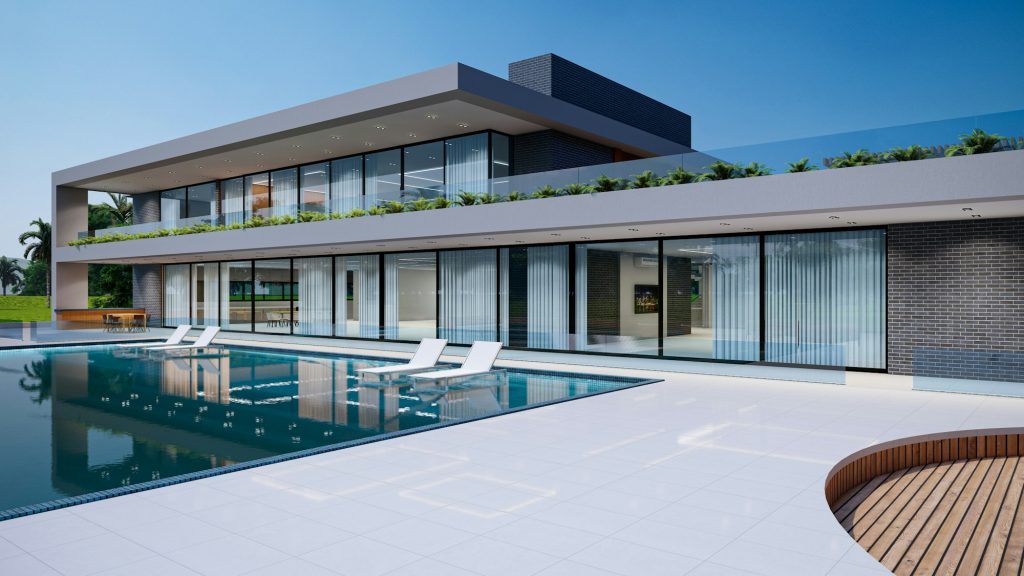 Moradia moderna com piscina infinita